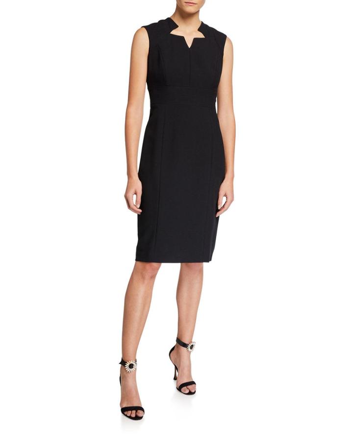 Crepe Notch-neck Career Dress