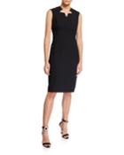 Crepe Notch-neck Career Dress