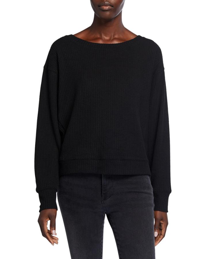 Dolman-sleeve Waffle Weave Pullover