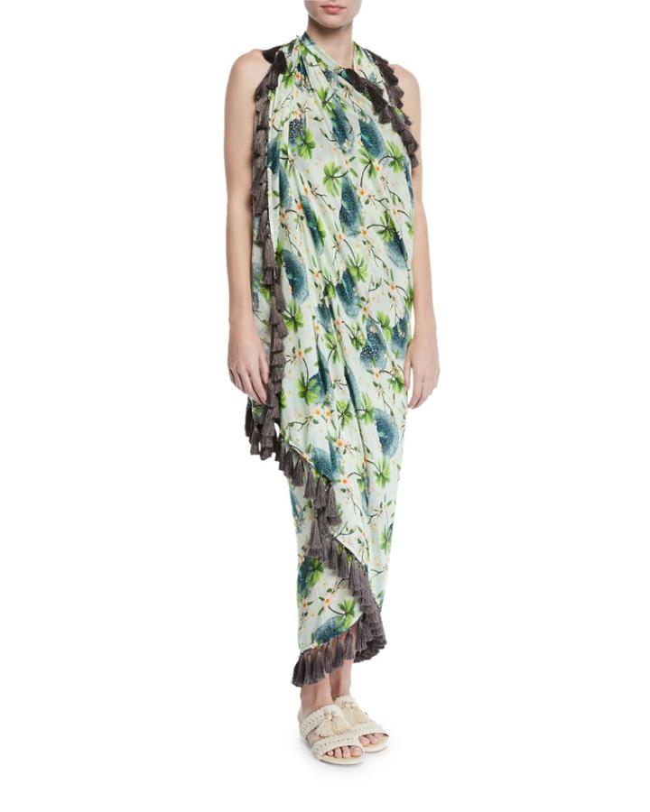 Beaded Coverup Pareo With Tassels