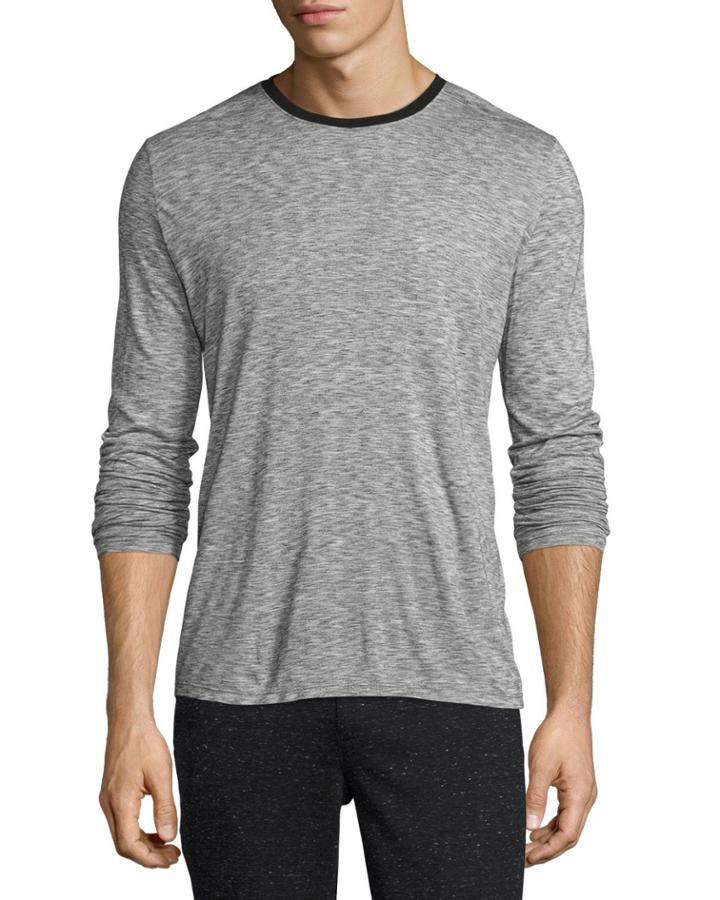 Long-sleeve Melange Ringer T-shirt, Charcoal