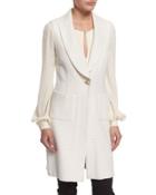 Yani Knit Shawl-collar Vest, Alabaster