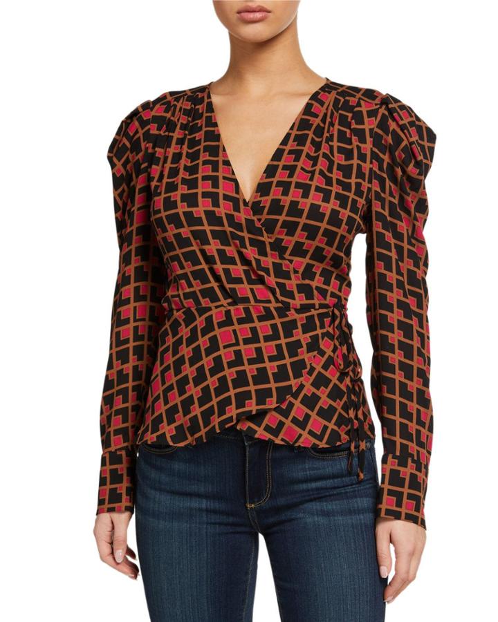 Printed Wrap Blouse