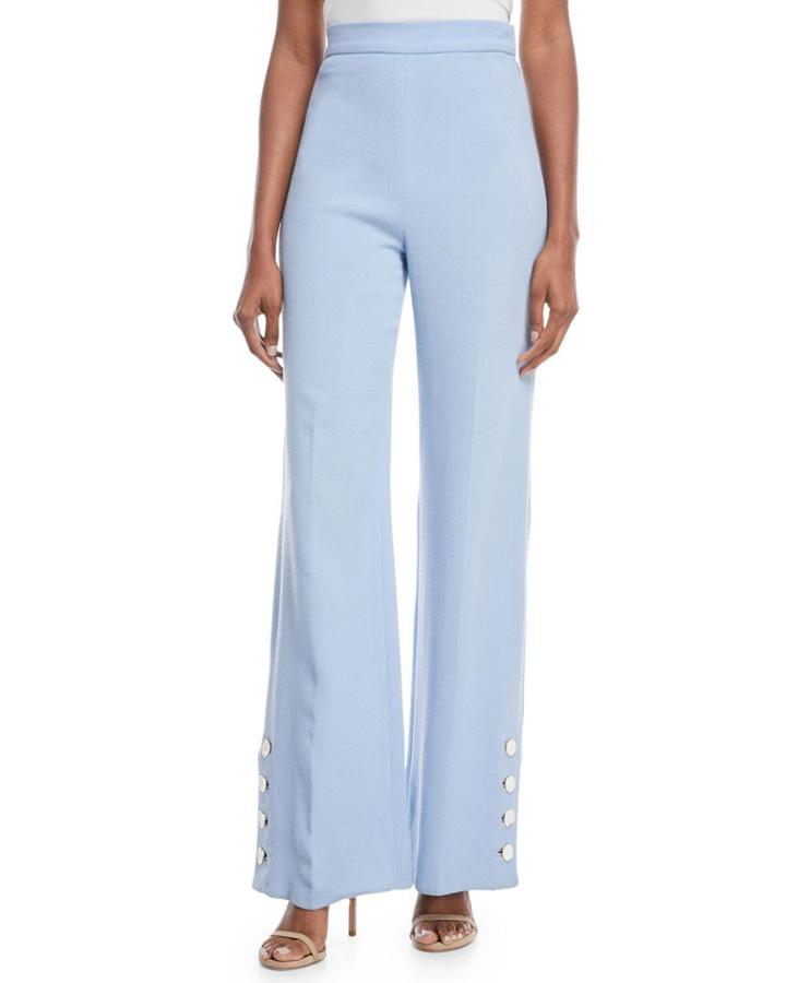 Wool-crepe Wide-leg Pants With Buttons