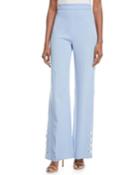 Wool-crepe Wide-leg Pants With Buttons