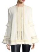 Tulle-trim Bell-sleeve Top