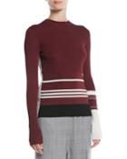 Crewneck Long-sleeve Striped Knit