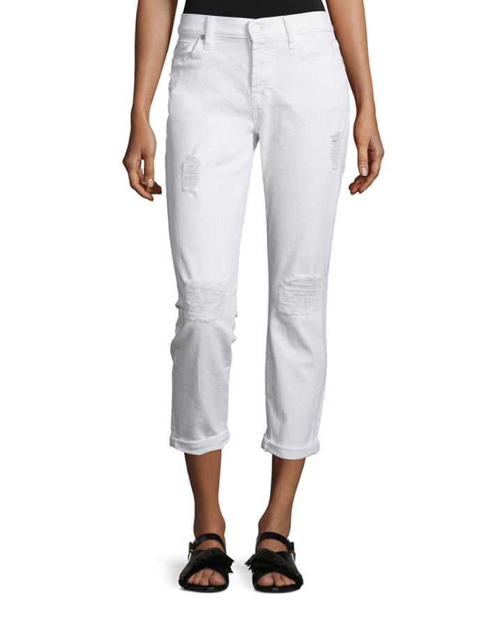 Josefina Destroyed Cropped Jeans, Clean White