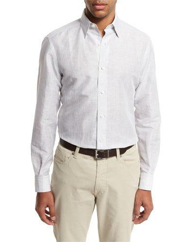 Melange Linen-cotton Sport Shirt,