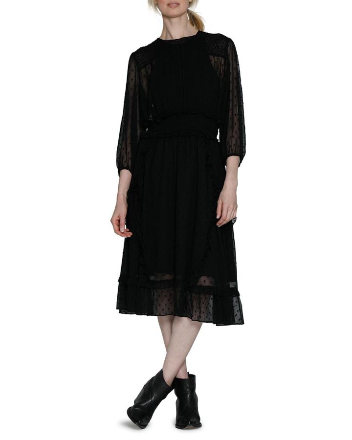 Grace Dot Flounce Fit-and-flare Dress