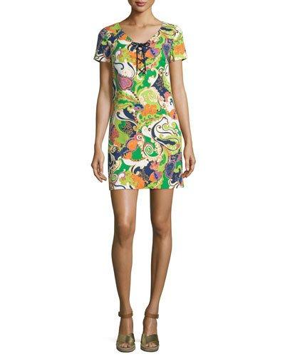 Paisley Lace-up Short-sleeve