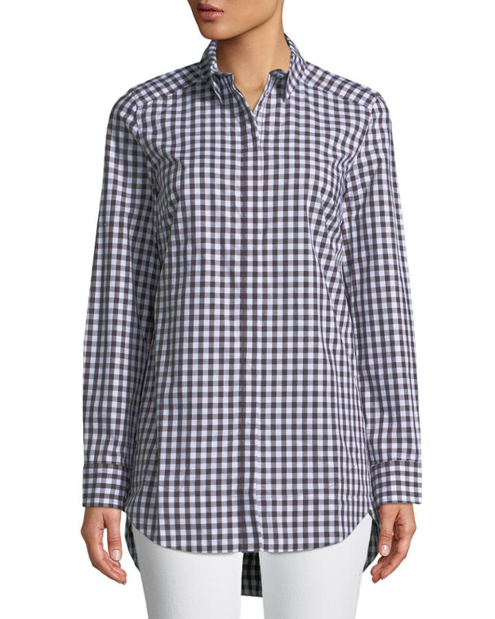 Sherri Gingham Button-front Tunic