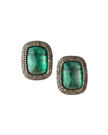 Emerald And Diamond-trim Earrings