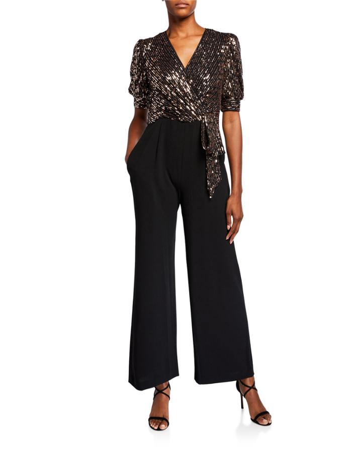 Sequin Short Sleeve Top Jumpsuit