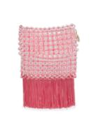 Groove Transparent Beaded Clutch Bag, Bright Pink