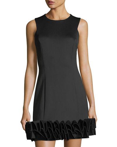 Sleeveless Ruffle-hem Scuba Cocktail Dress