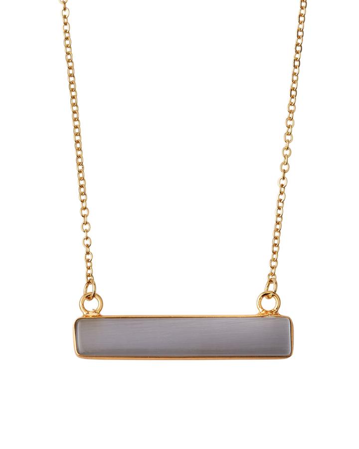 Gray Cat Eye Rectangular Pendant Necklace
