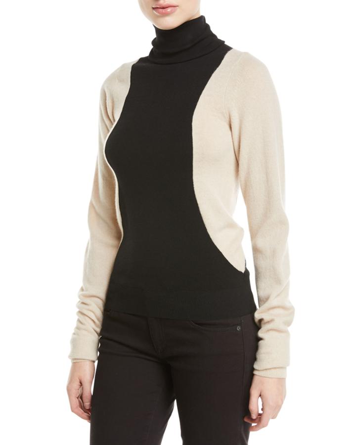 Colorblock Lambs Wool Turtleneck