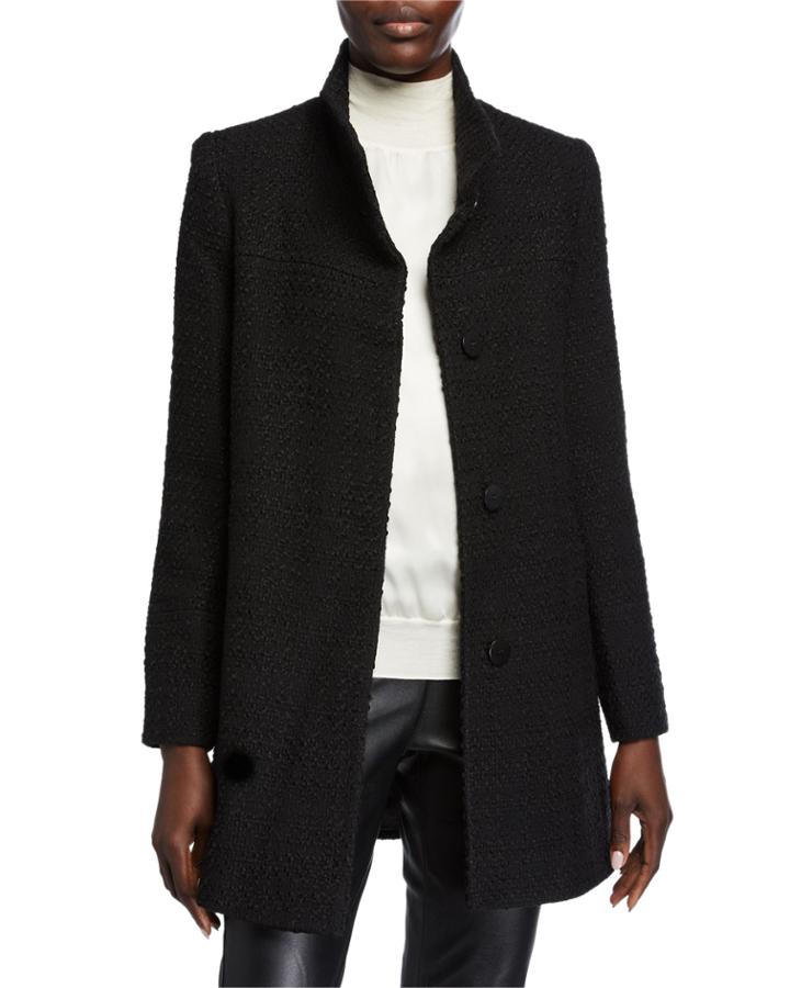 Wool Button Placket Car Coat