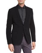 Ottoman Jersey Shawl-collar Blazer, Black