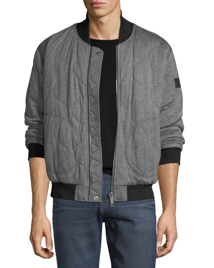 Knit Quilted Bomber Jacket W/ Nylon