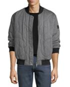 Knit Quilted Bomber Jacket W/ Nylon