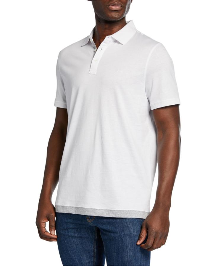 Men's Contrast Hem Cotton Polo
