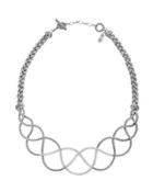 Classic Chain Braided Necklace W/ Pave White Diamonds