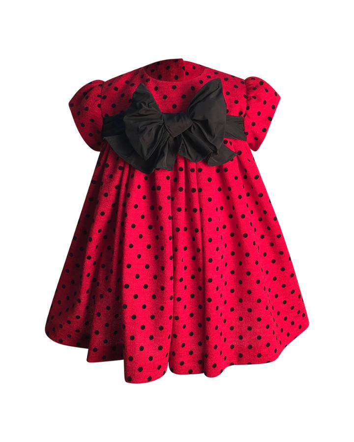 Girl's Polka-dot Bow Dress, Size