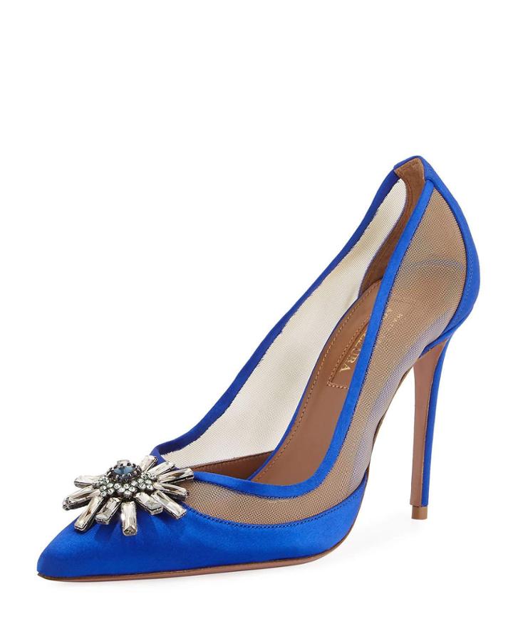 Kimiyah Embellished Mesh Pumps, Blue