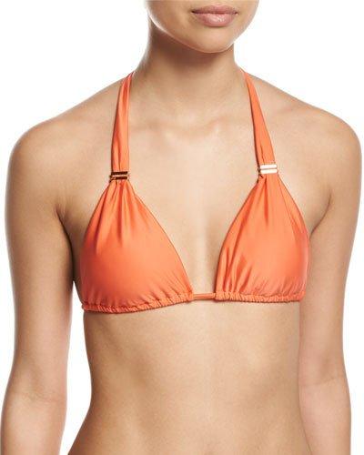 Bia Golden Embellished Bikini Swim Top, Peach