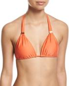 Bia Golden Embellished Bikini Swim Top, Peach