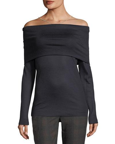 Wool-jersey Off-the-shoulder Top