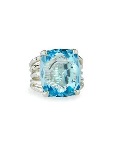 Batu Bamboo Large Blue Topaz Ring,