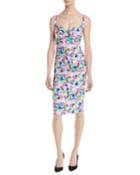 Ceyda Boned Floral-print Cocktail Dress