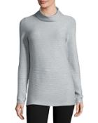 Ribbed Turtleneck Sweater, Light Heather Gray