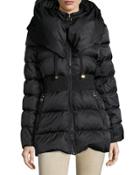 Zip-front Down Puffer Coat