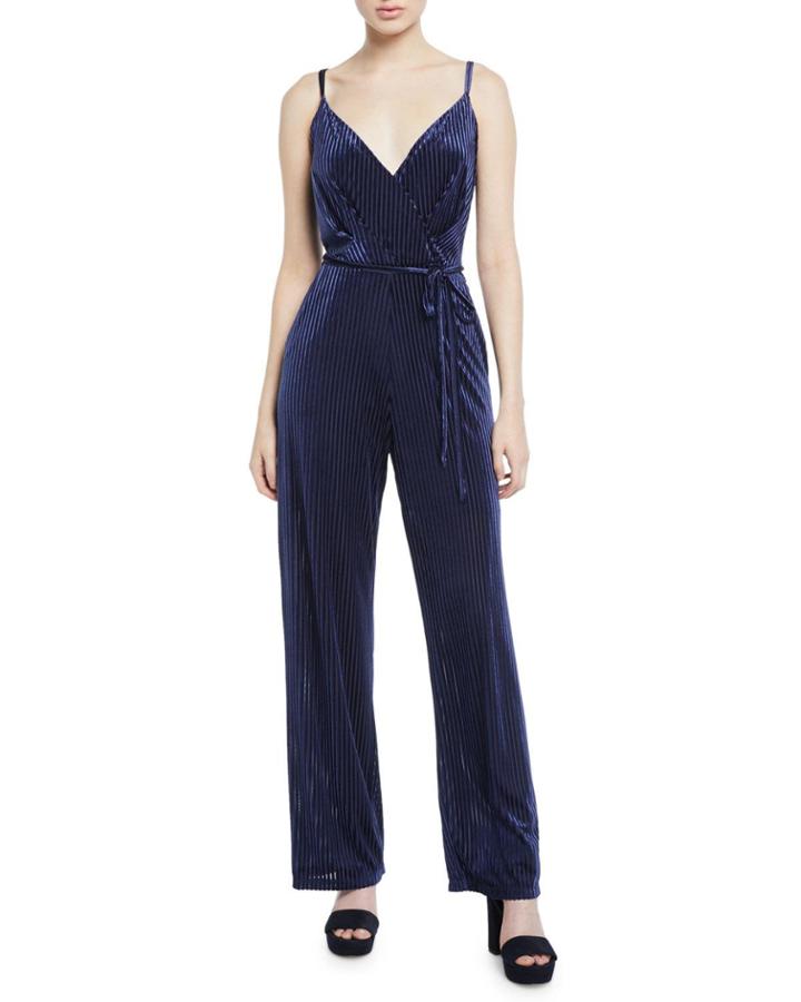 Satin Surplice Wide-leg Jumpsuit