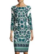 Floral-print Midi Sheath Dress, Ivy