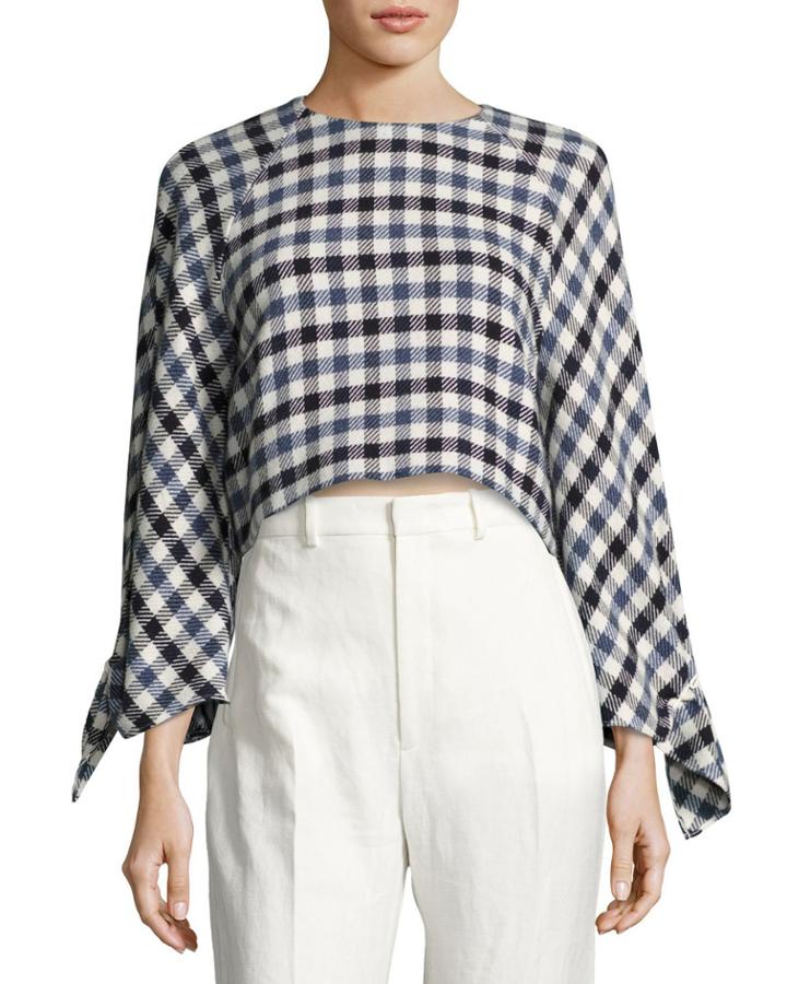 Fairfax Gingham Tie-sleeve Top