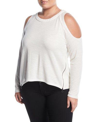 Side-zip Cold-shoulder Tee,