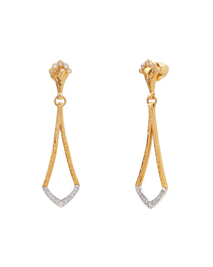 Open Diamond-trim Dangle Earrings