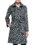 Neiman Marcus Leopard-print Double-breasted Coat, Women's, Size: