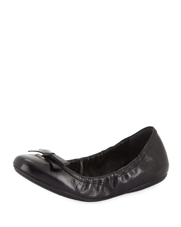 Leather Bow Ballet Flats