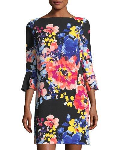 3/4-sleeve Floral-print