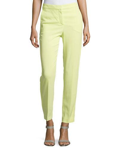 Straight-leg Mid-rise Trousers, Natural