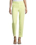 Straight-leg Mid-rise Trousers, Natural