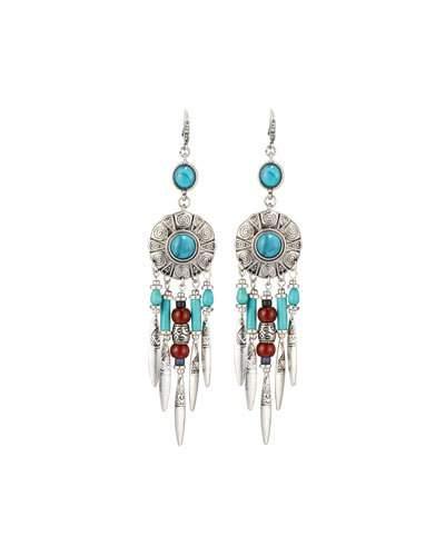 Carved Beaded Statement Dangle Earrings
