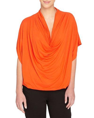 Pearce Cowl-neck Matte Jersey Top, Fire Poppy