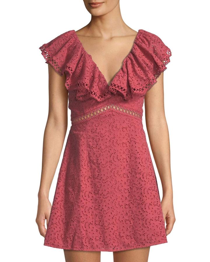 Unraveled Ruffle Eyelet A-line Dress